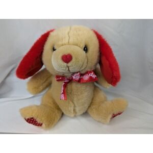 Tb Trading Co Brown Dog Plush Puppy Dot Satin Red Paws Stuffed Animal Toy